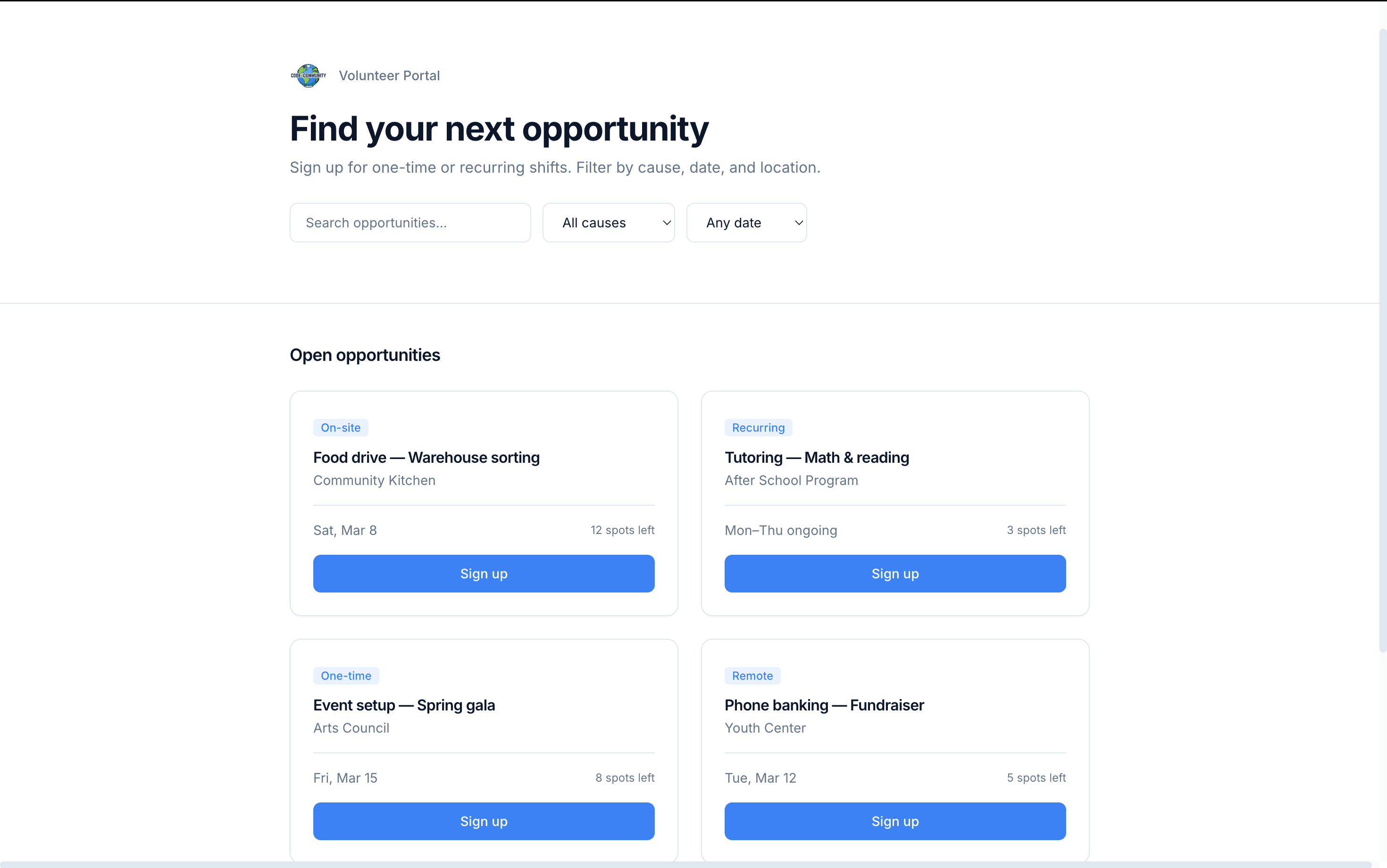 Volunteer Portals